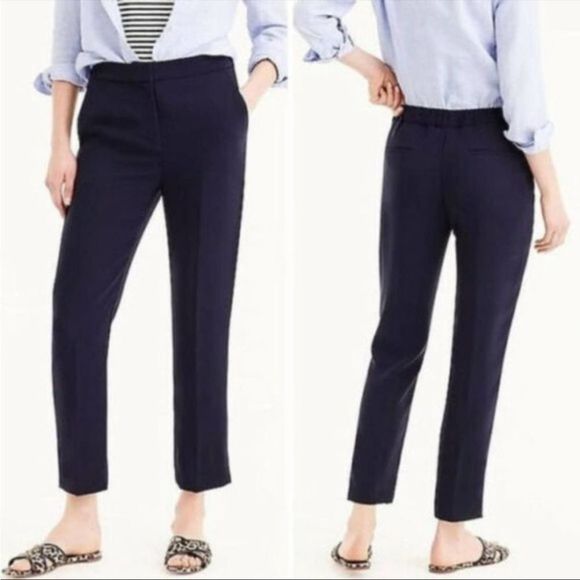 J. Crew Pants - J. Crew GUC Navy Blue Linen Pants Size 6 Mid Rise Ankle Length